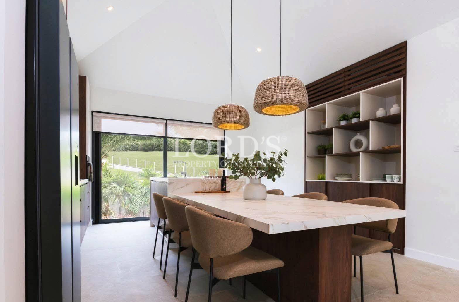 Bright dining area with modern decor