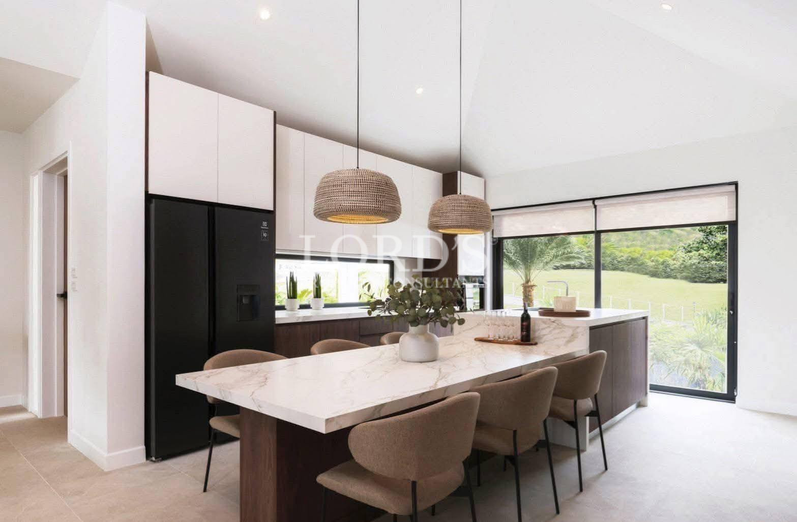 Modern kitchen with dining island