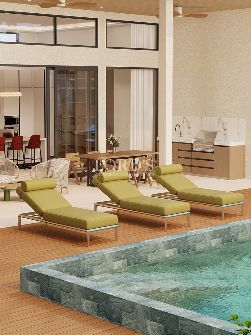 Luxury outdoor lounge beside swimming pool