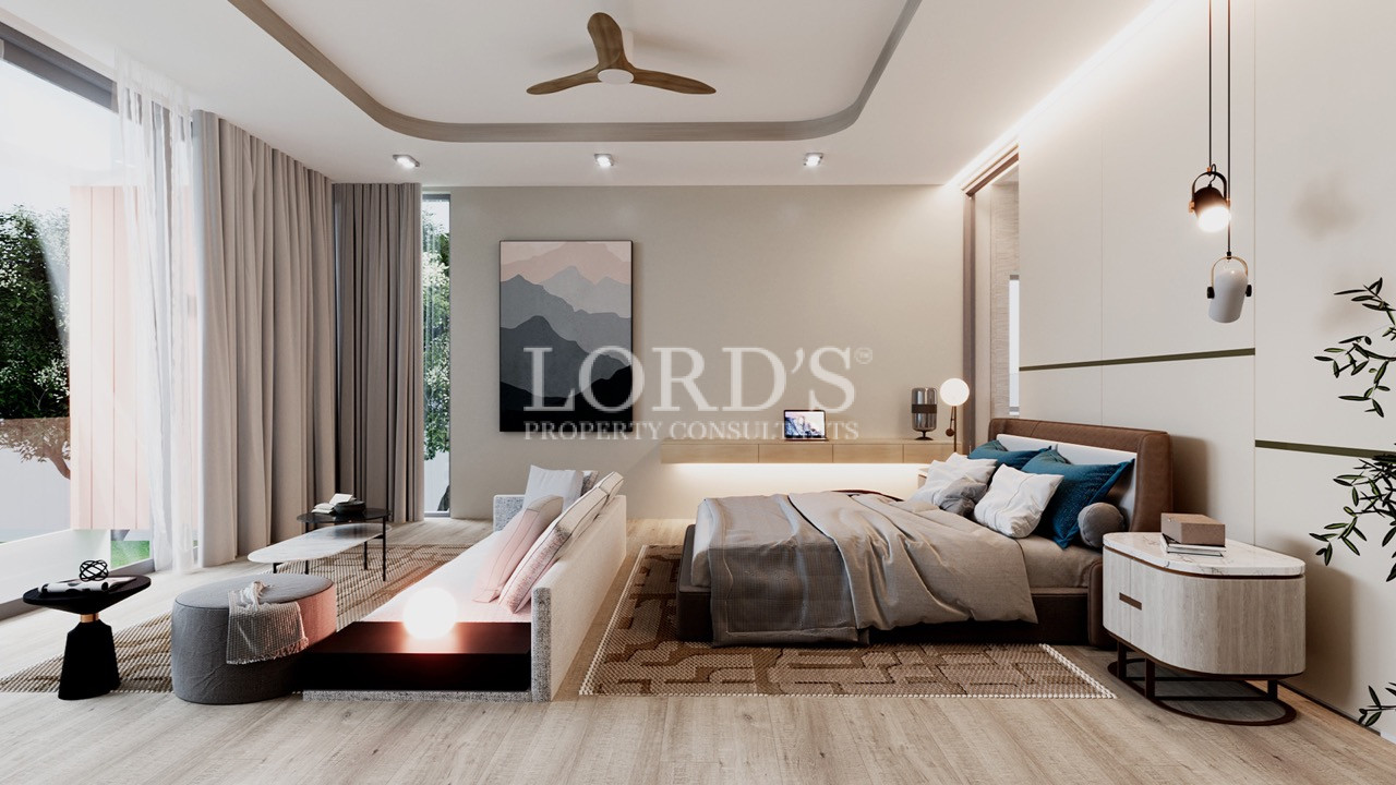 Luxury bedroom with illuminated accent walls