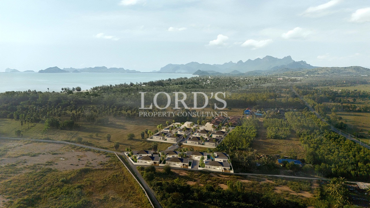 Scenic aerial view of mountains and tropical landscape