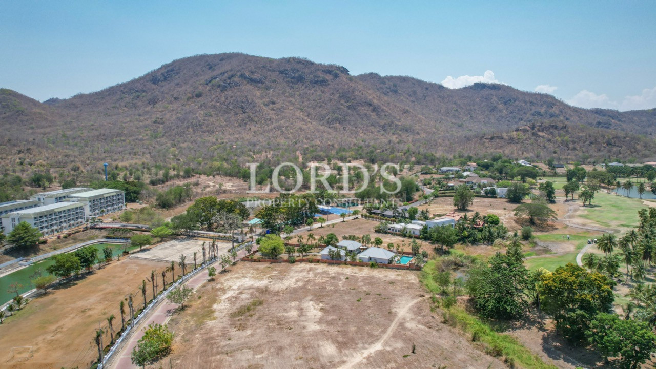 Aerial residential area near hills