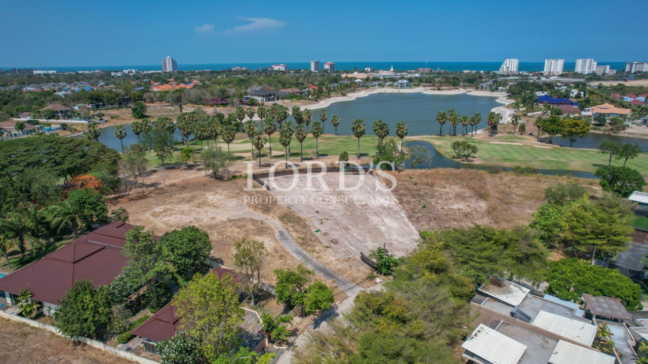 Aerial view of lakeside land
