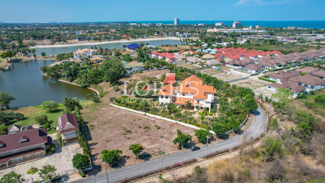 Elevated drone view of property area