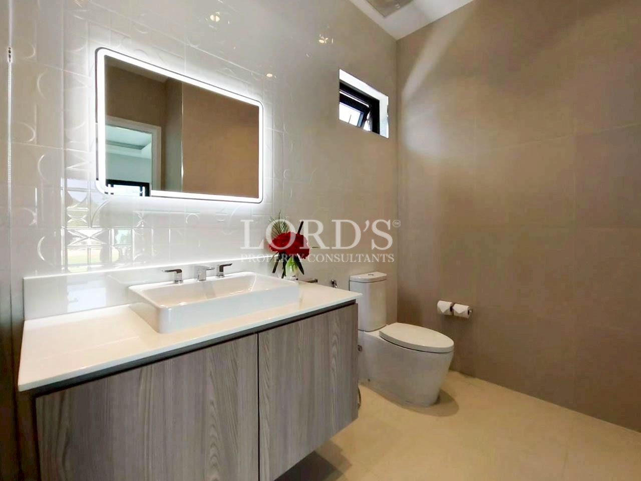 Modern bathroom vanity with mirror and sink