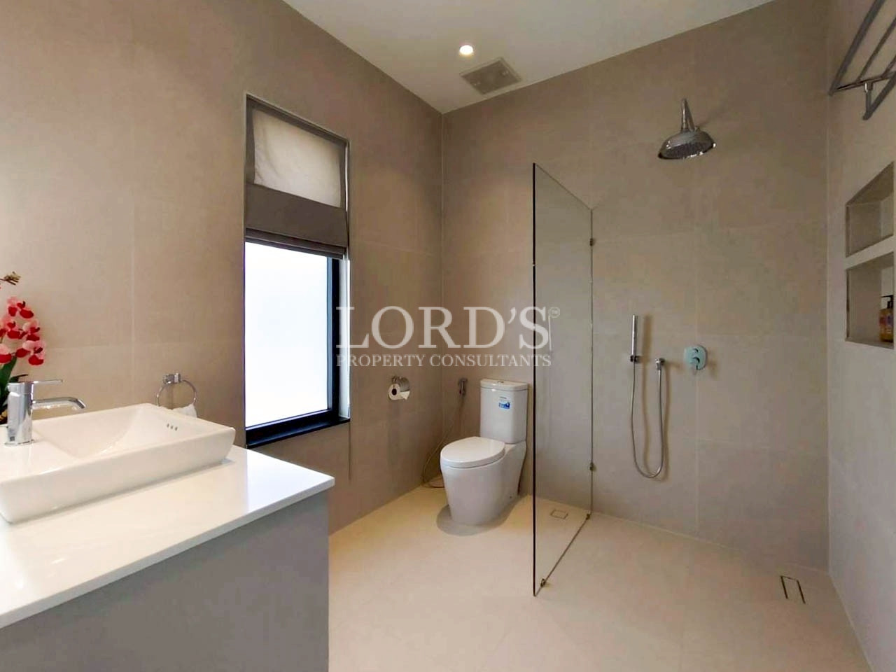 Luxury bathroom with freestanding tub and shower