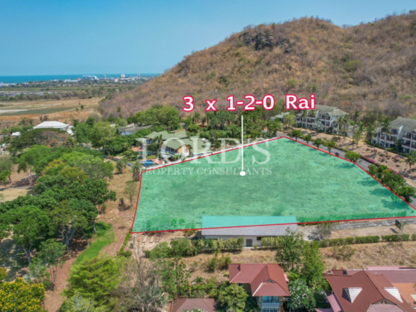Highlighted aerial land plot 3 x 1-2-0 Rai