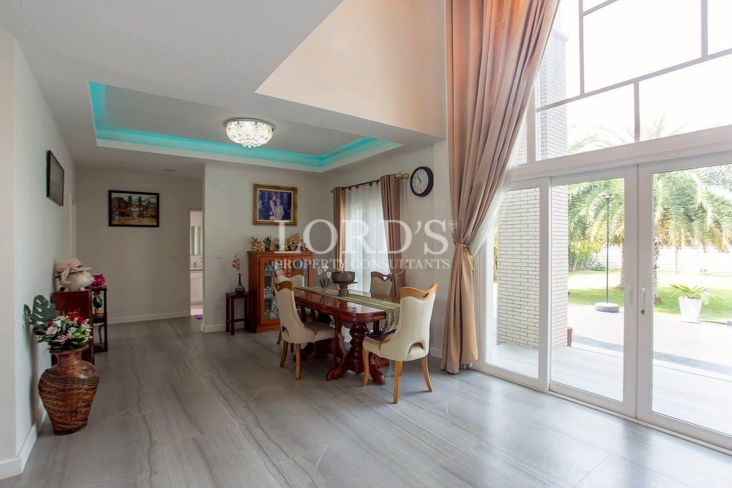 Dining area with large windows