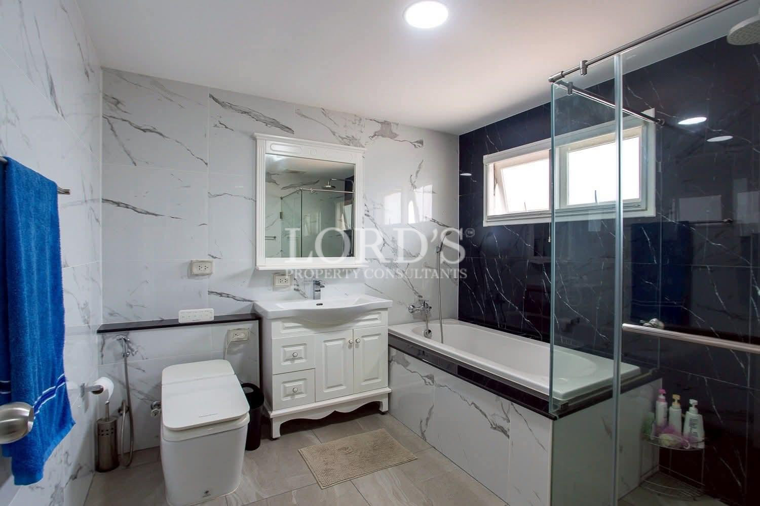 Modern bathroom with glass shower