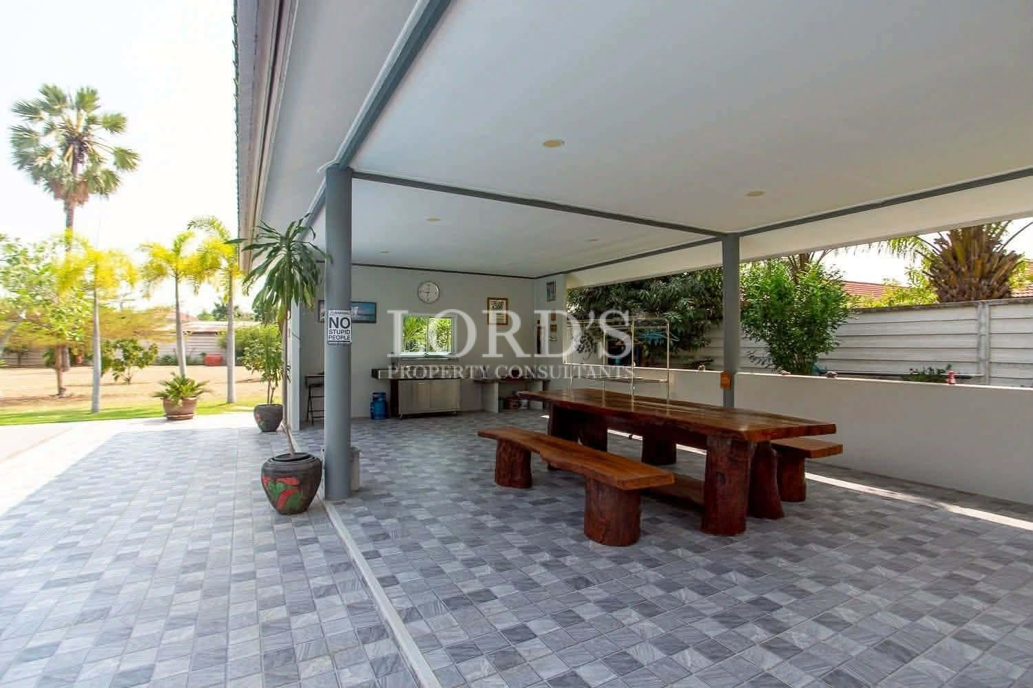 Covered outdoor seating area