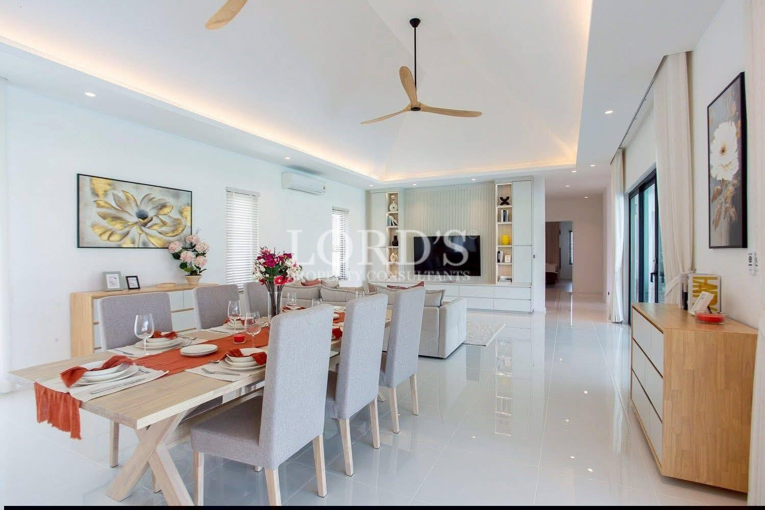 Open dining and living area