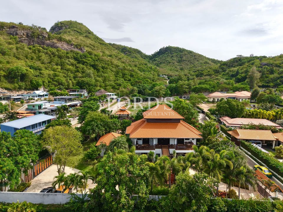 Aerial mountain villa community view
