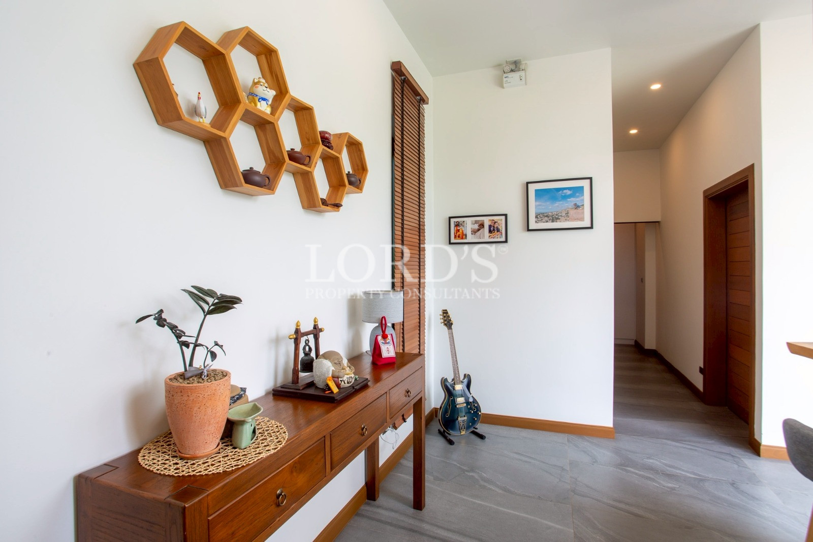 Hallway with wooden console table