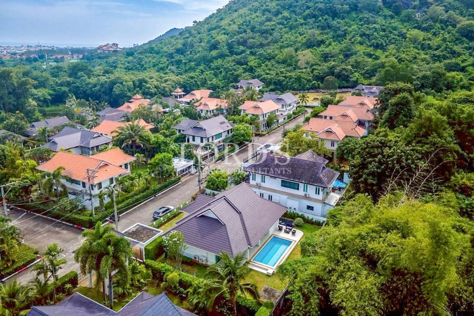 Aerial view of tropical residential community