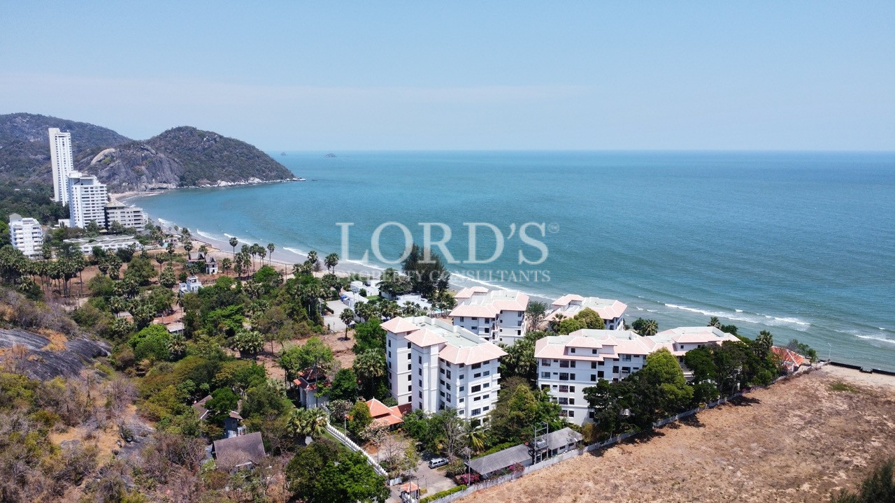 Aerial coastal condominium view