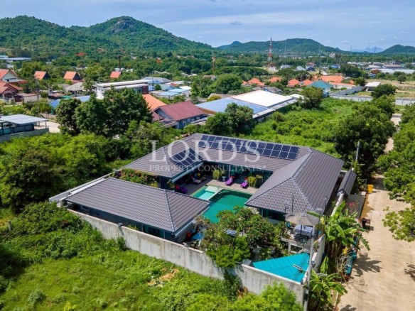 Aerial view of luxury villa estate