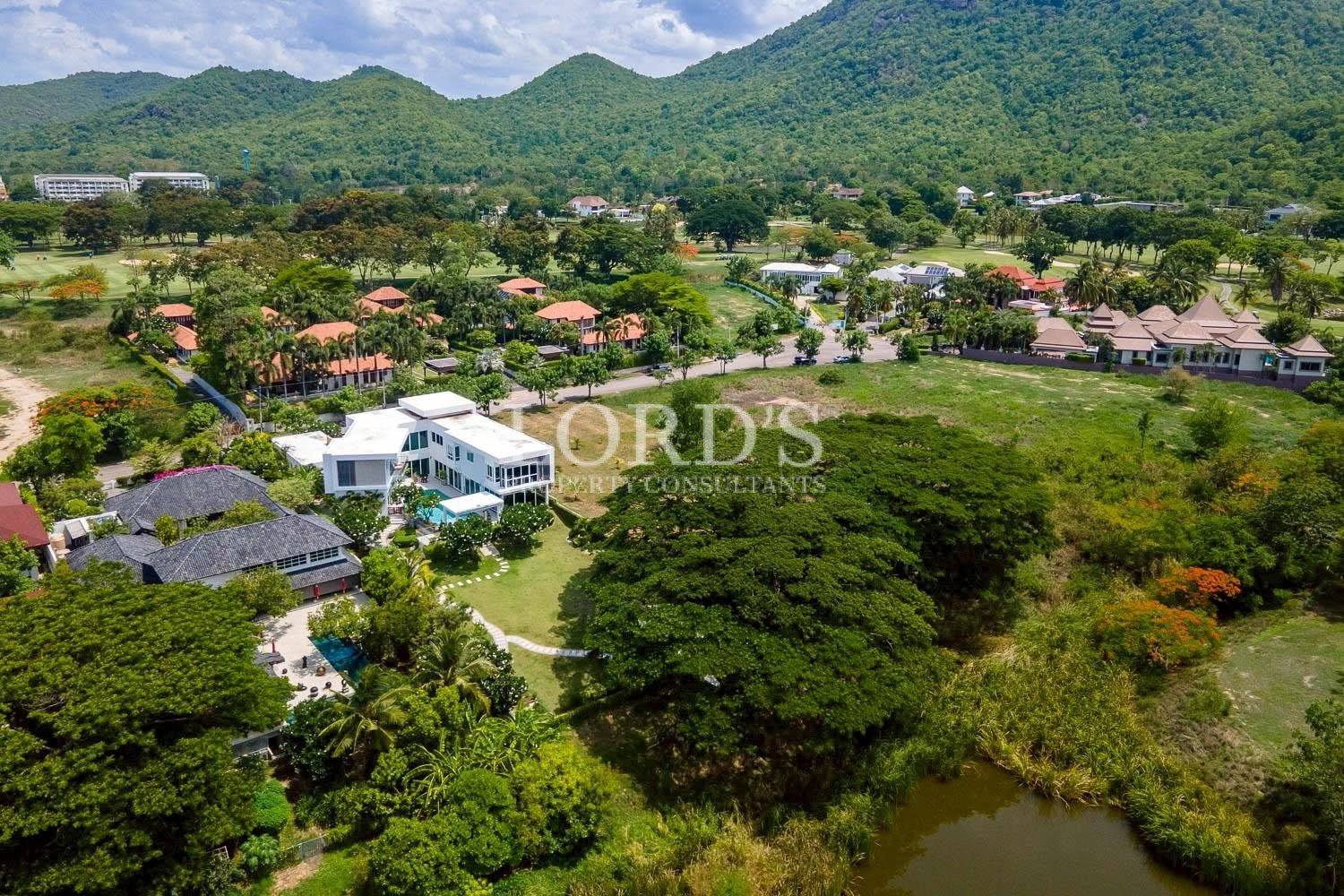 Aerial view of luxury residential community