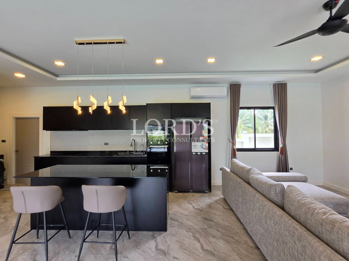 Open-plan kitchen and living area