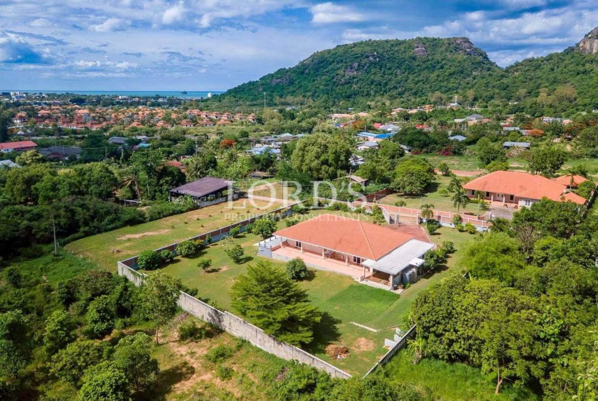 Elevated aerial view of luxury estate