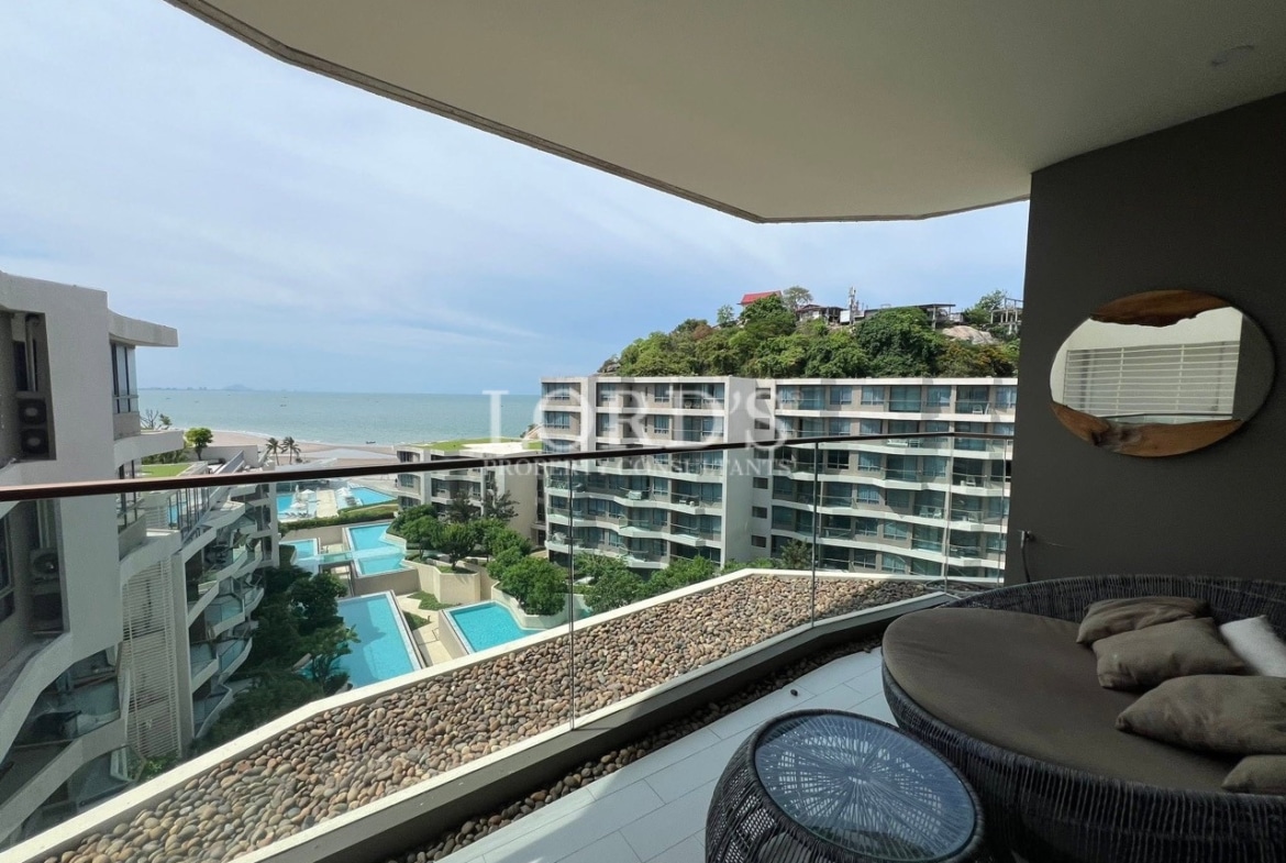 Covered terrace overlooking luxury residences