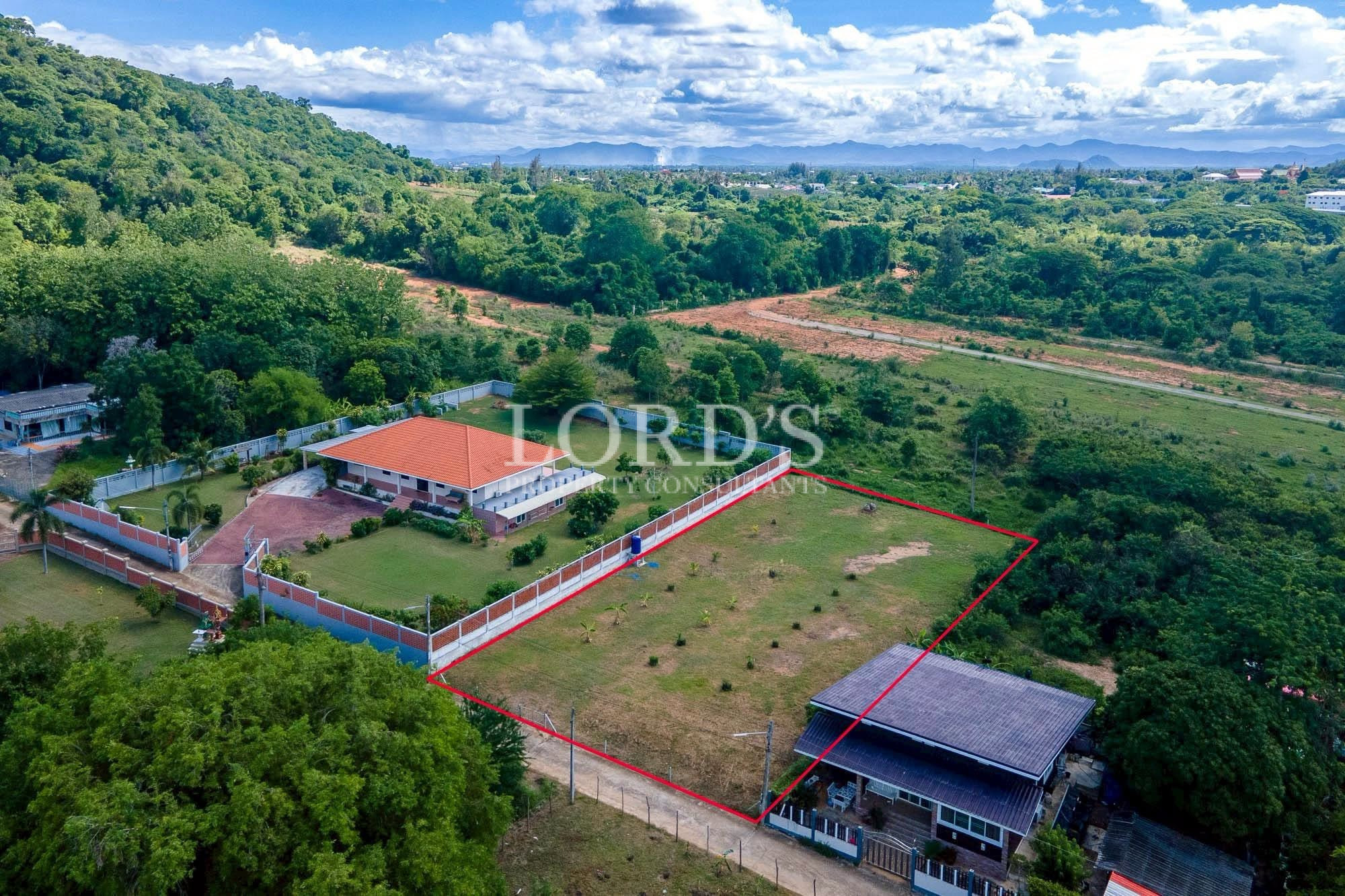 Drone view of residential development land