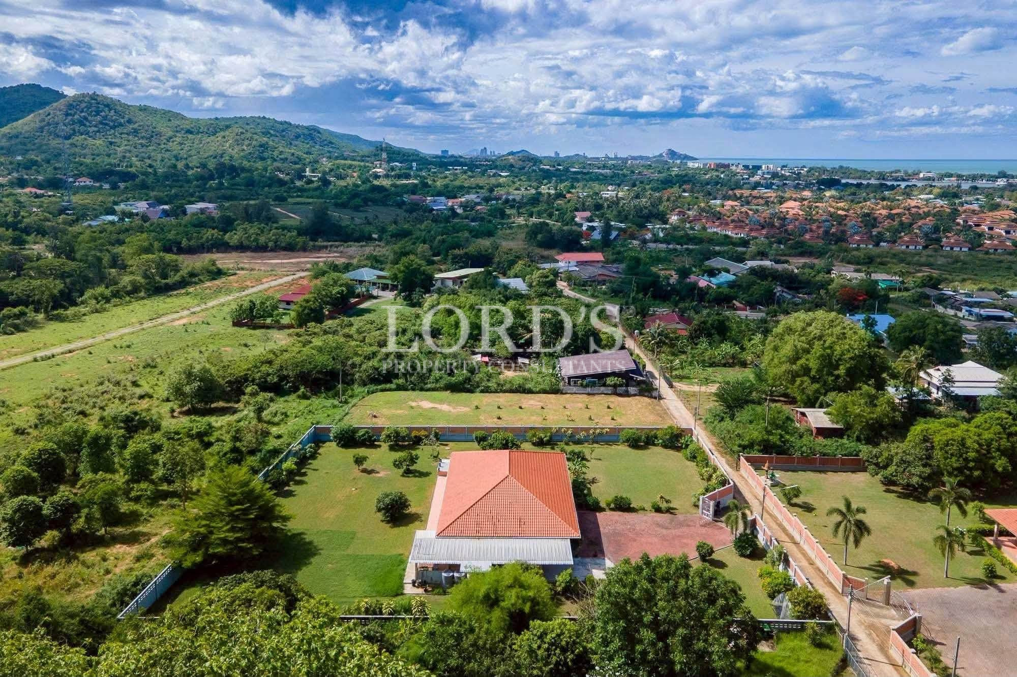 Aerial view of tropical residential community
