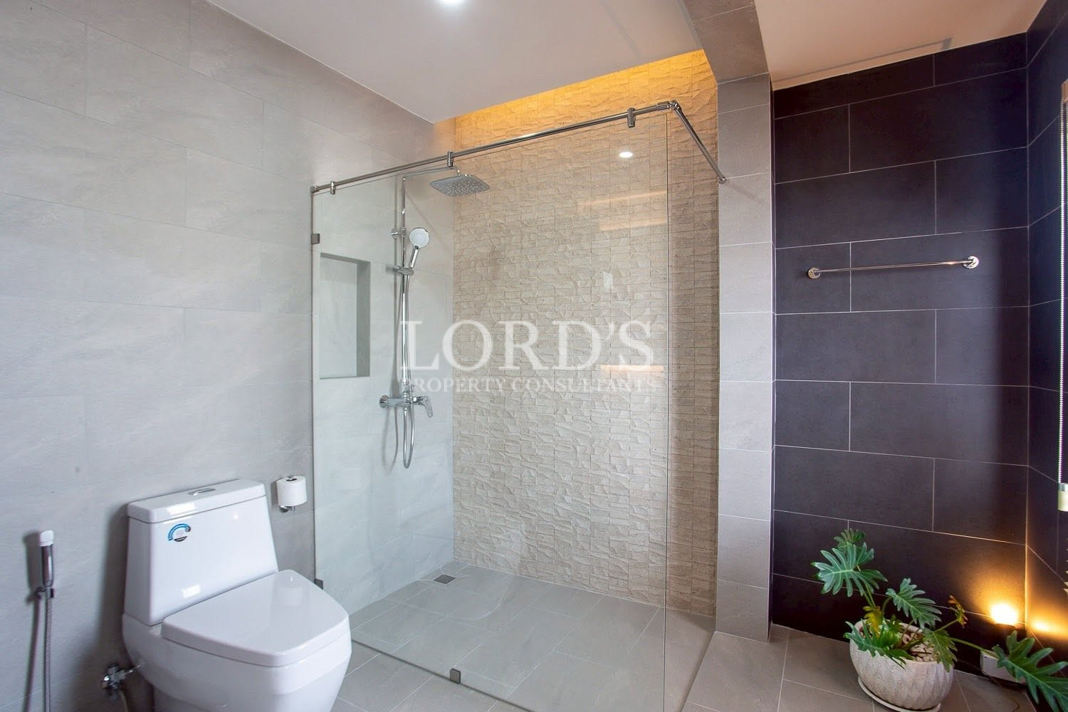 Luxury hallway with accent lighting