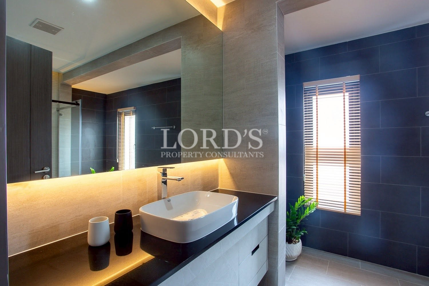 Luxury hallway with accent lighting