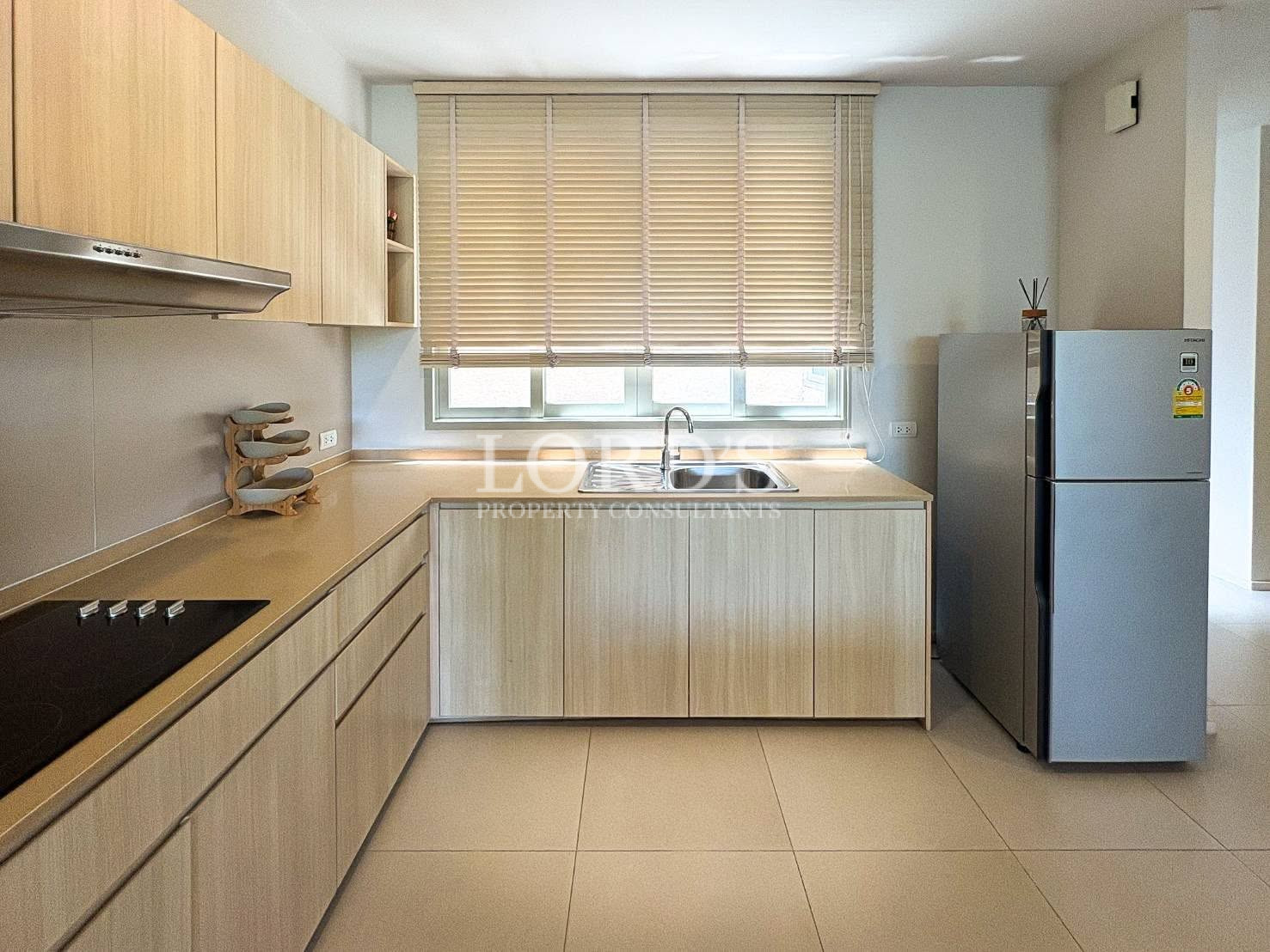 Modern kitchen with large window