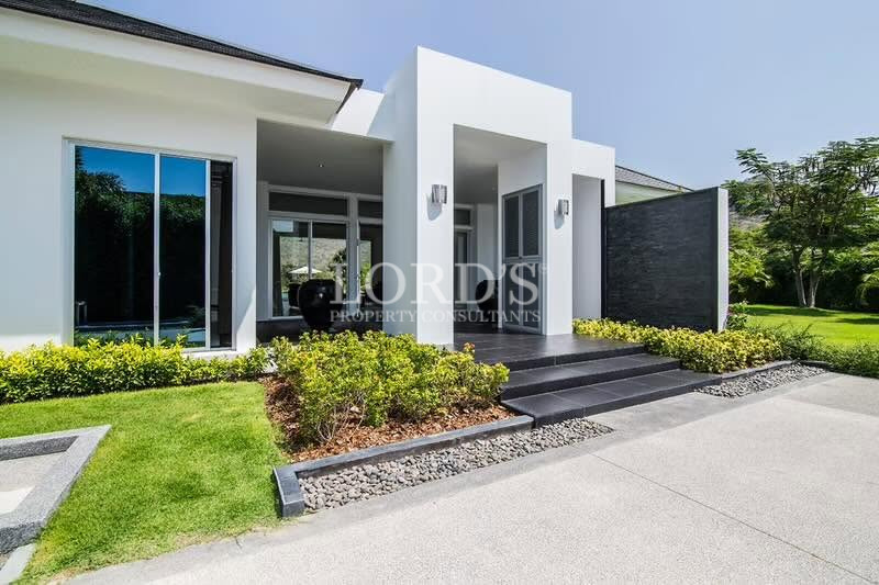 Contemporary white luxury villa with modern architecture