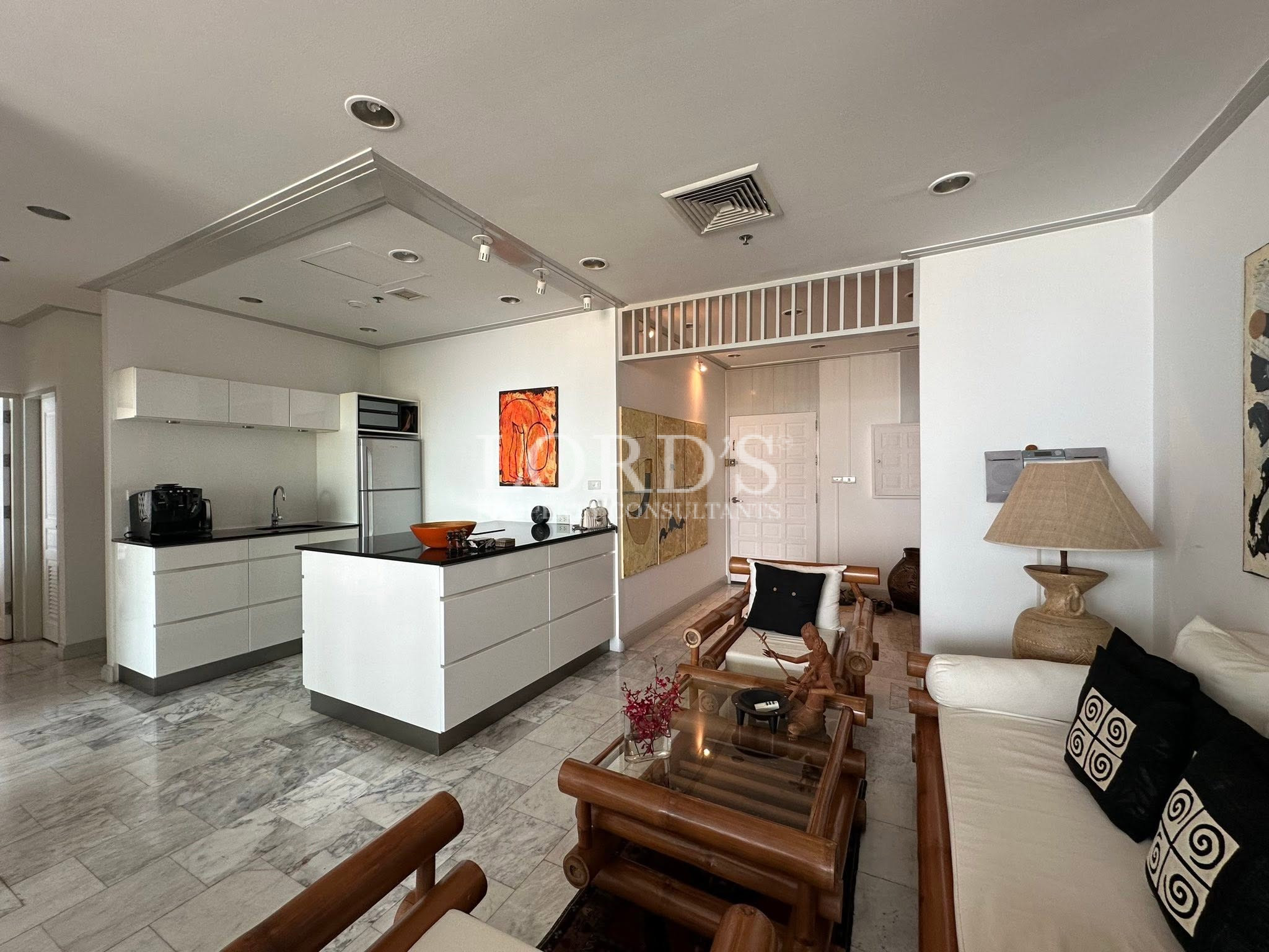 Luxury apartment interior with modern open-plan living space