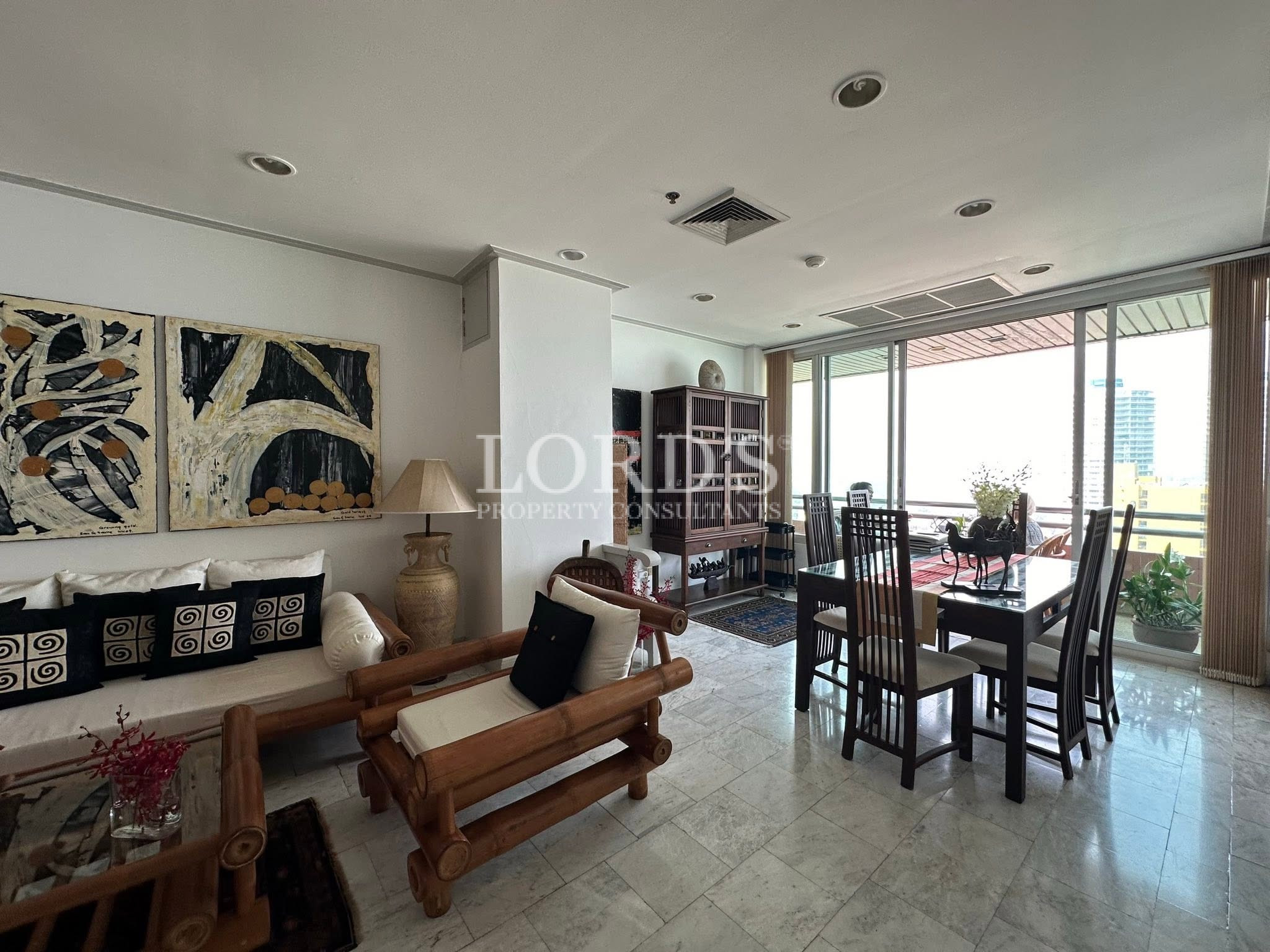 Contemporary living room with elegant furniture and open layout