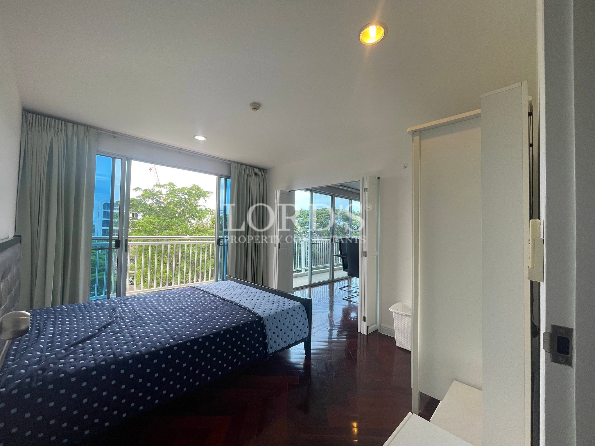 Bedroom with sliding glass doors