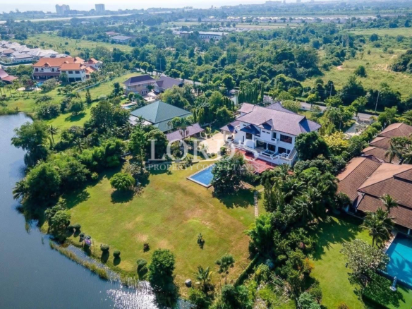 Aerial view of luxury hillside estate