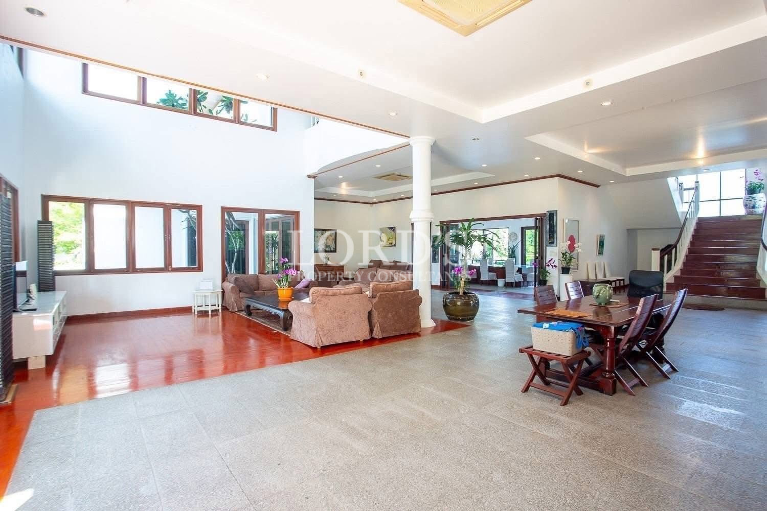 Open-plan living and dining area with modern interior finishes