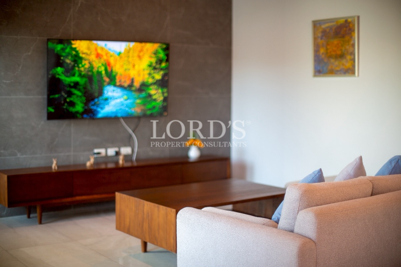 Contemporary hallway with artwork