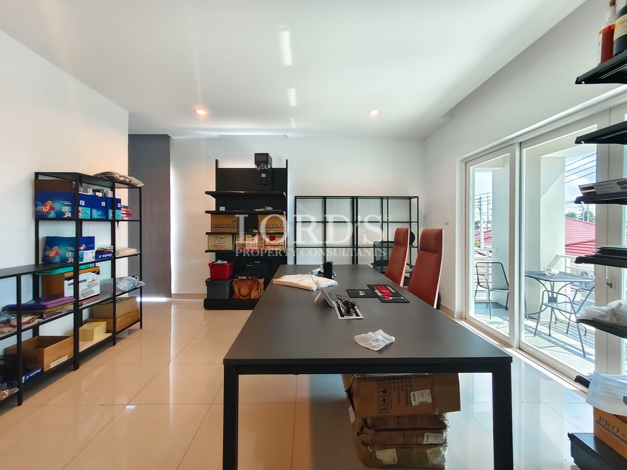 Open-plan living and dining area with modern interior